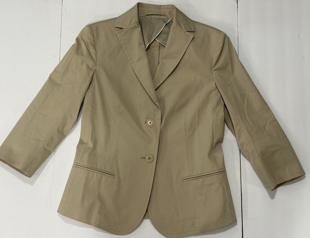 Weekend Max Mara Blazer Women US 6 Beige Cotton Stretch Jacket 2 Button